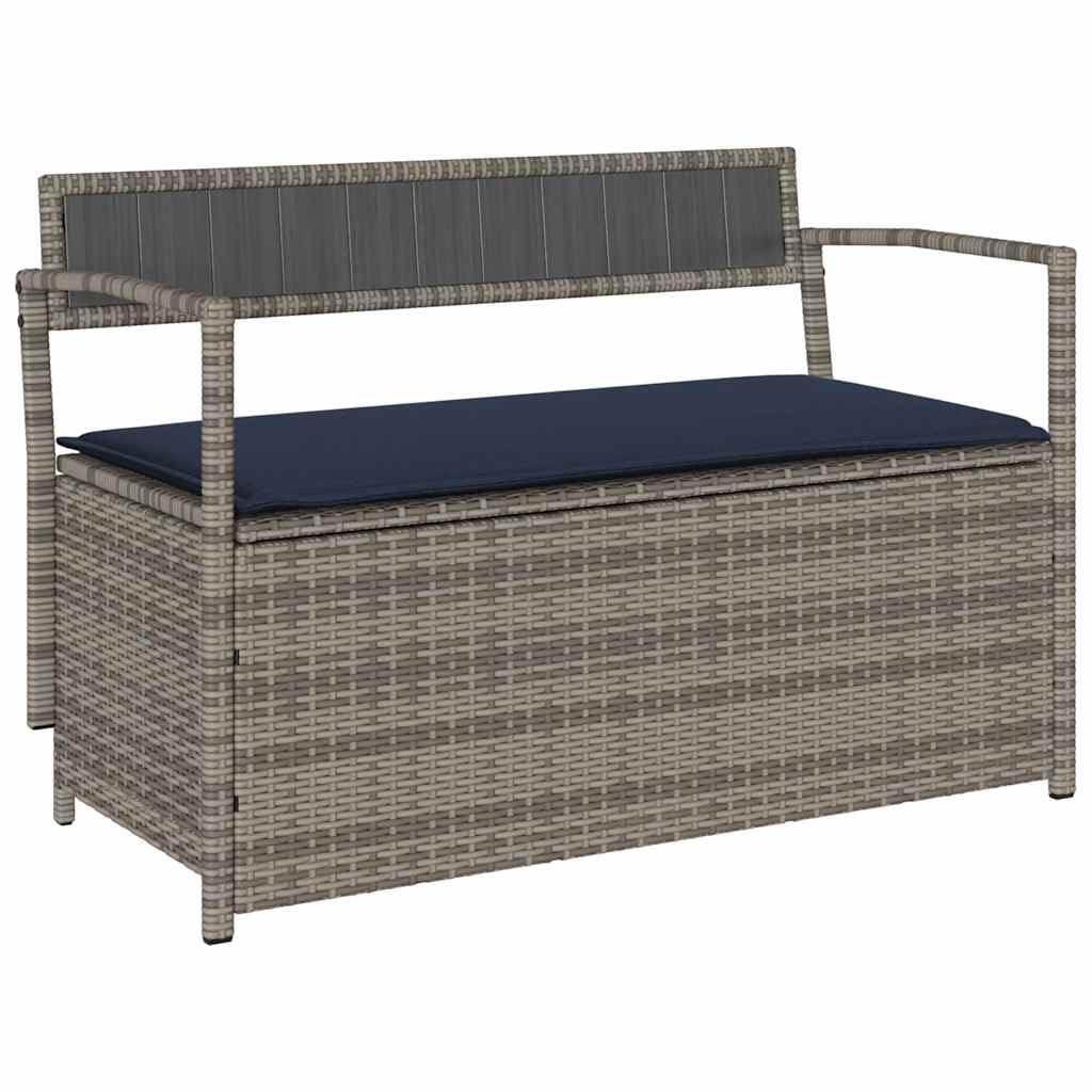 Générique Panca portaoggetti da giardino in rattan PE grigio con cuscino