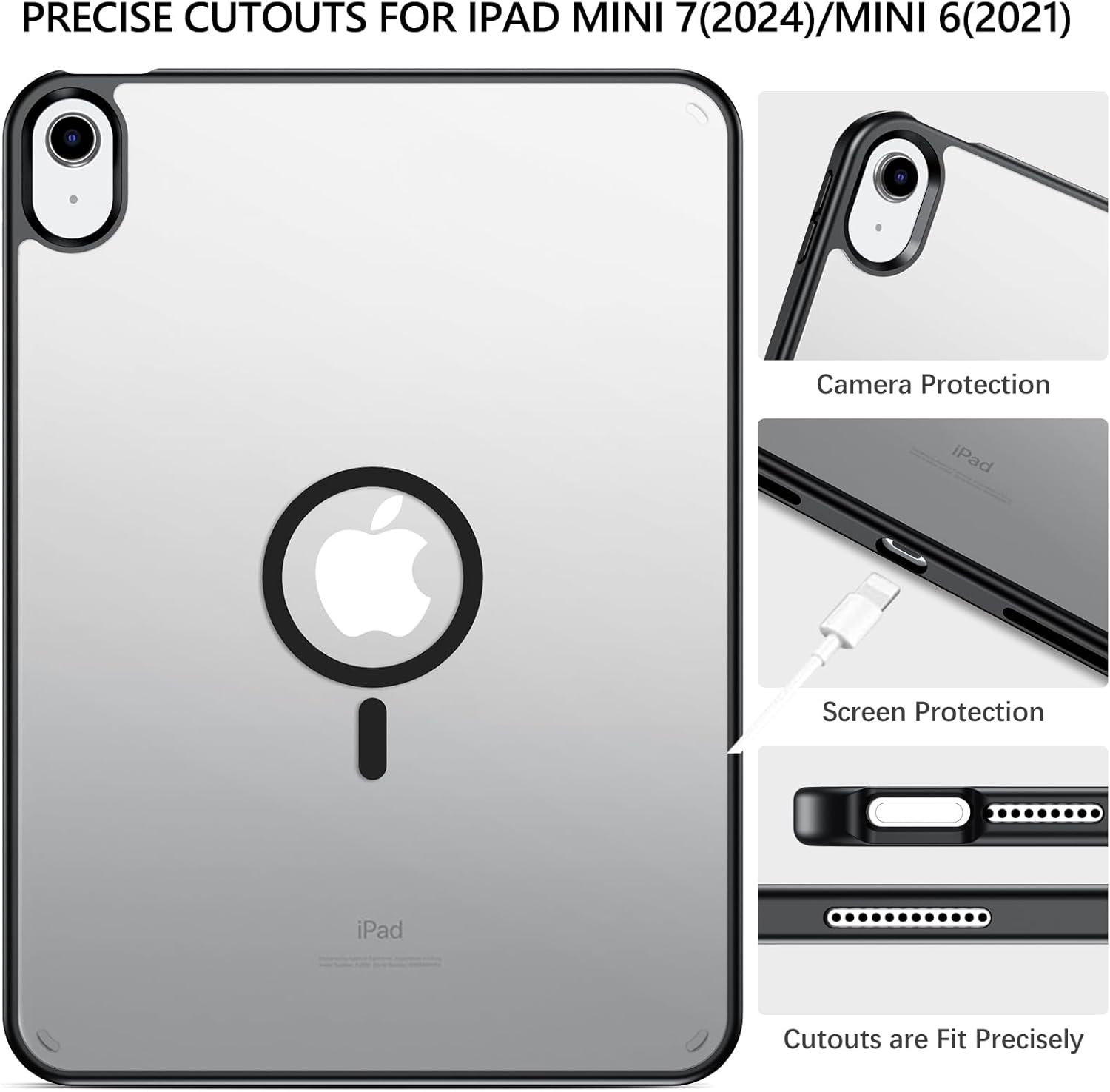 YINLAI Case for iPad (A16) 11th Generation 11 Inch (2025), iPad 10th Generation 10.9 Inch (2022) Magnetic [Compatible with Magsafe] Slim Translucent Matte Men Shockproof Protective Back Cover, Black
