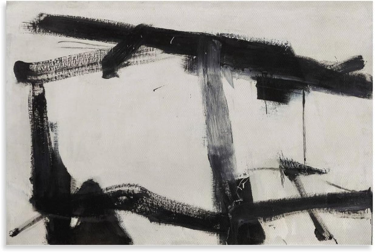 Rikin Liuff Franz Kline Posters《Untitled》Painting Minimalist Wall Art Black Lines Picture Franz Kline Canvas Prints for Bedroom Decor 40x55cmx1 Frameless