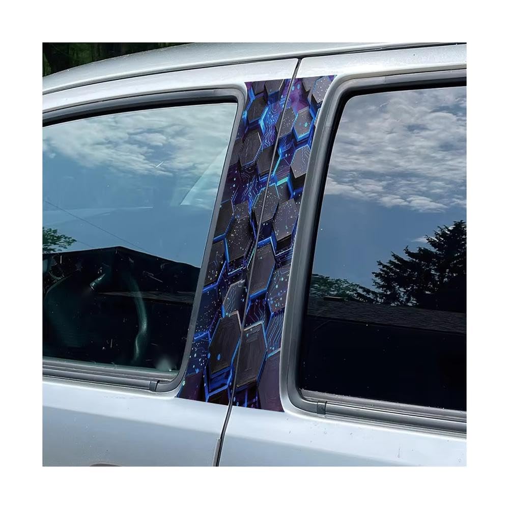 Bertdcx One Color Tech Honeycomb Glossy Material Protective Film Car Pillar Decals Waterproof Stickers Auto Parts