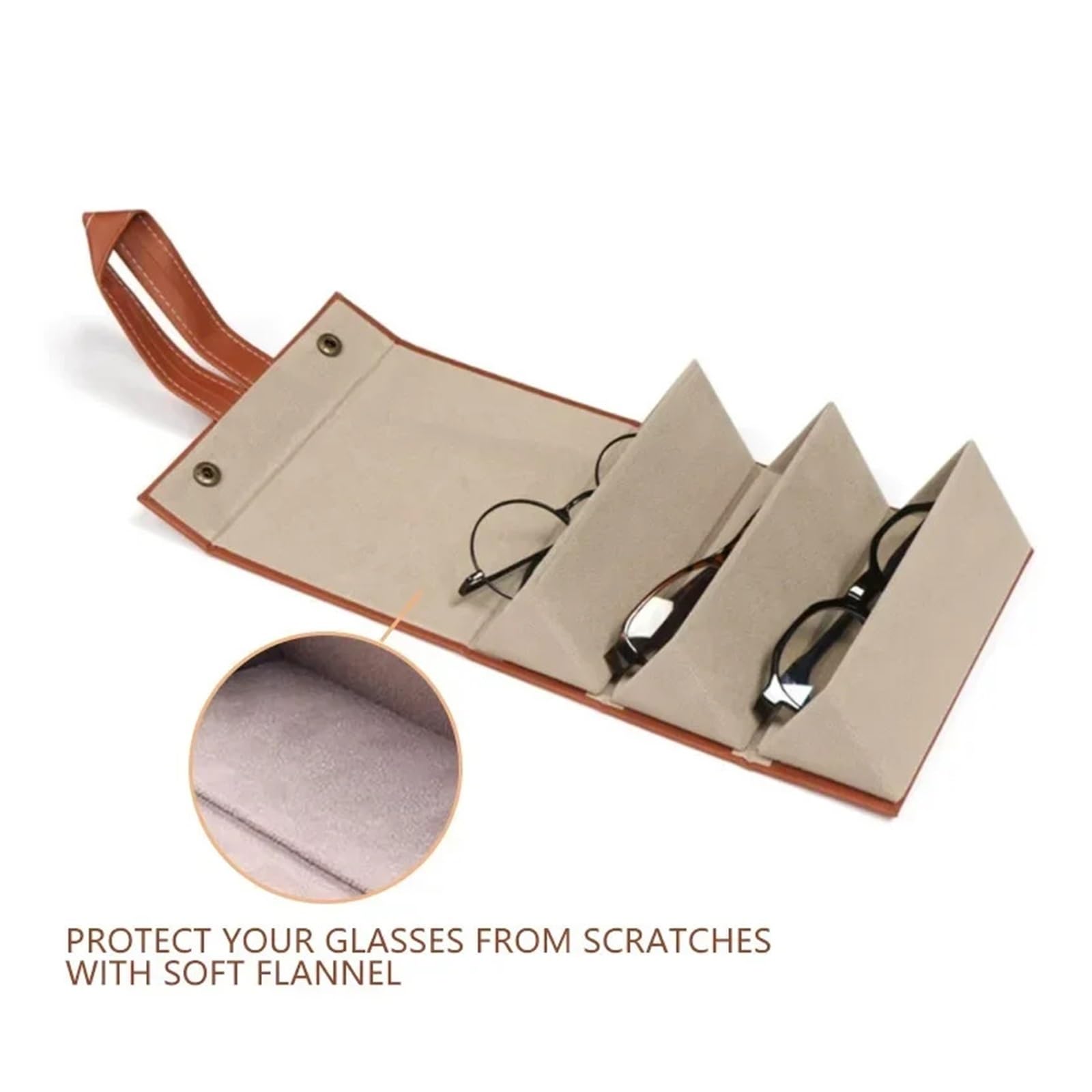 Organizer portatile for occhiali con 3/5 scomparti multiuso for riporre occhiali da sole, custodia in pelle PU pieghevole da viaggio