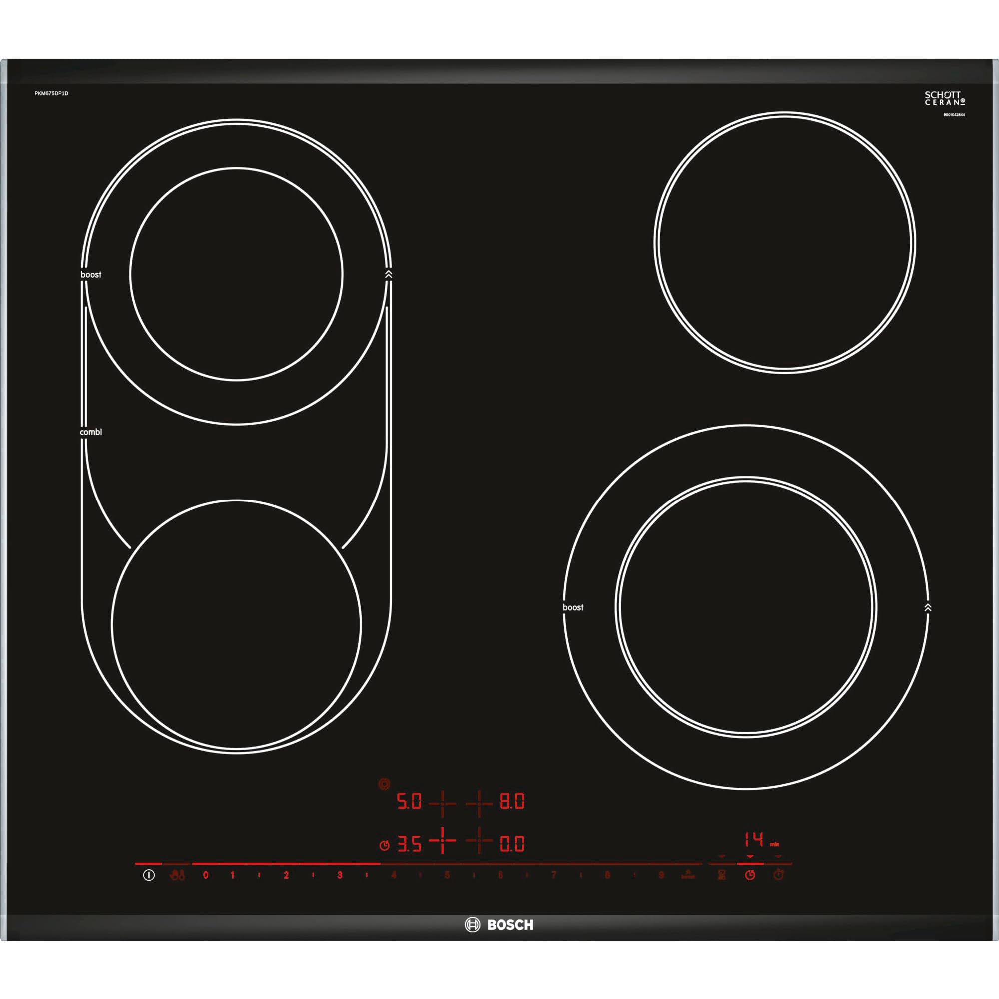 Bosch PKM675DP1D Series 8 Electric Hob (Self-Stand) / 60 cm/ComfortProfil/DirectSelect Premium / 17 Power Levels/PowerBoost/ReStart/CombiZone/PowerBoost