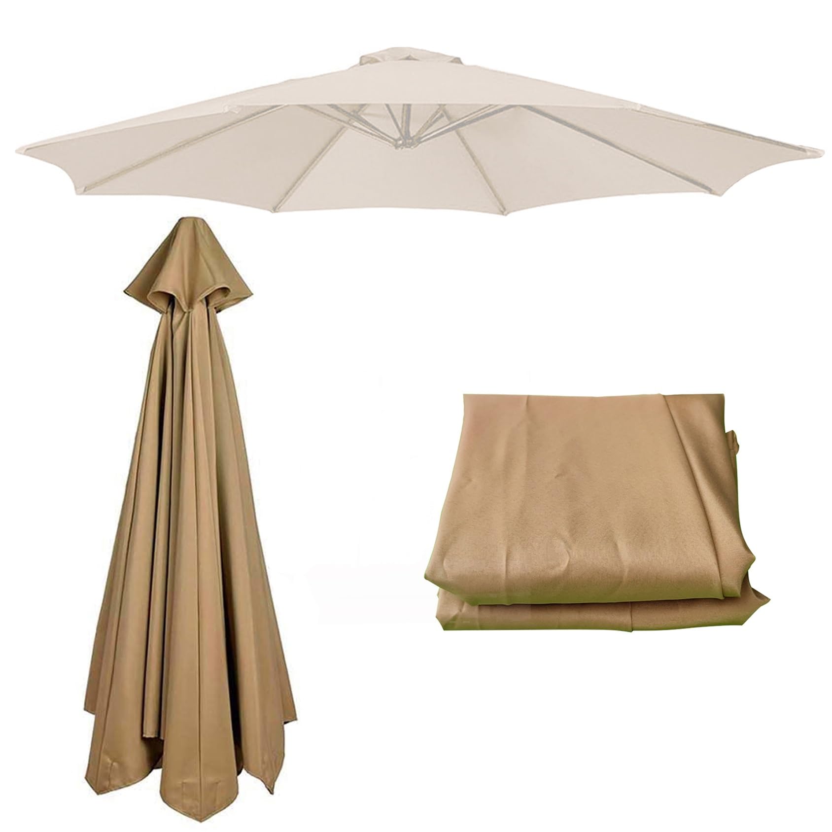 CMJYMX Patio Umbrella Replacement Canopy || 200cm-300cm, 6 Arms-8 Arms || UV Resistant, Breathable, Washable Khaki — image 1