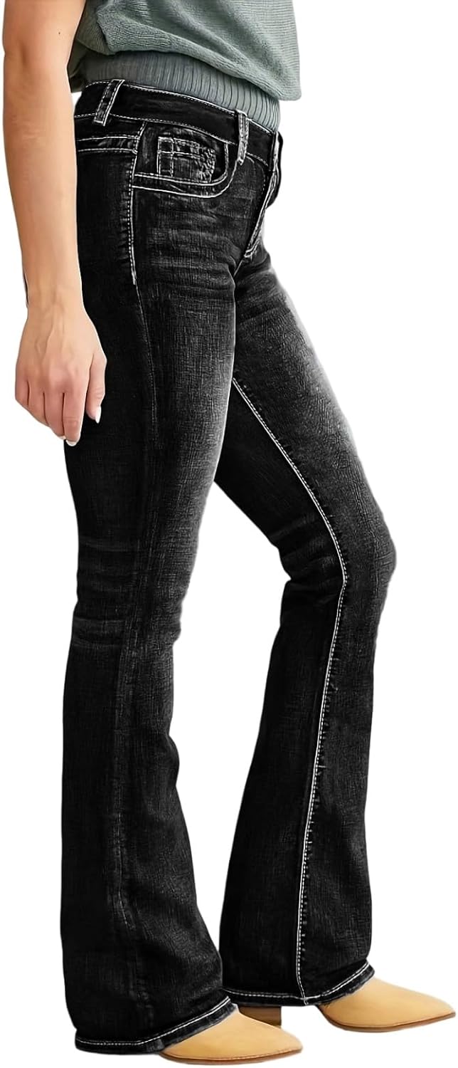 Plus Size Flare Jeans for Women Curvy Jean for Womens High Waisted Stretchy Jean for Women Embroidered Bootcut Y2K - Image 4