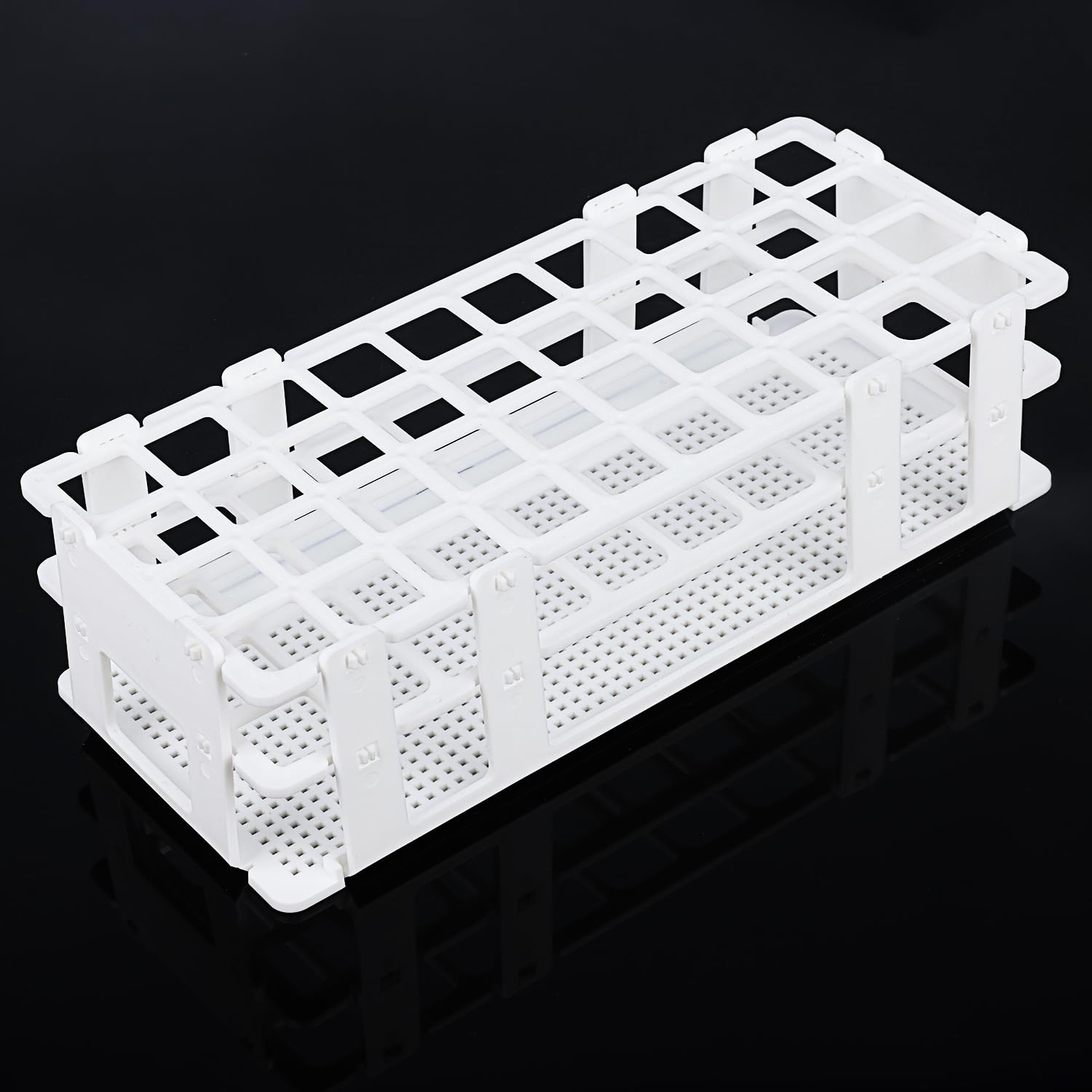 stonylab Porte-Tubes, 20 mm 40-Places, Support Porte-Tubes en Plastique Blanc Amovible à 3 Niveaux, pour Usage en Laboratoire