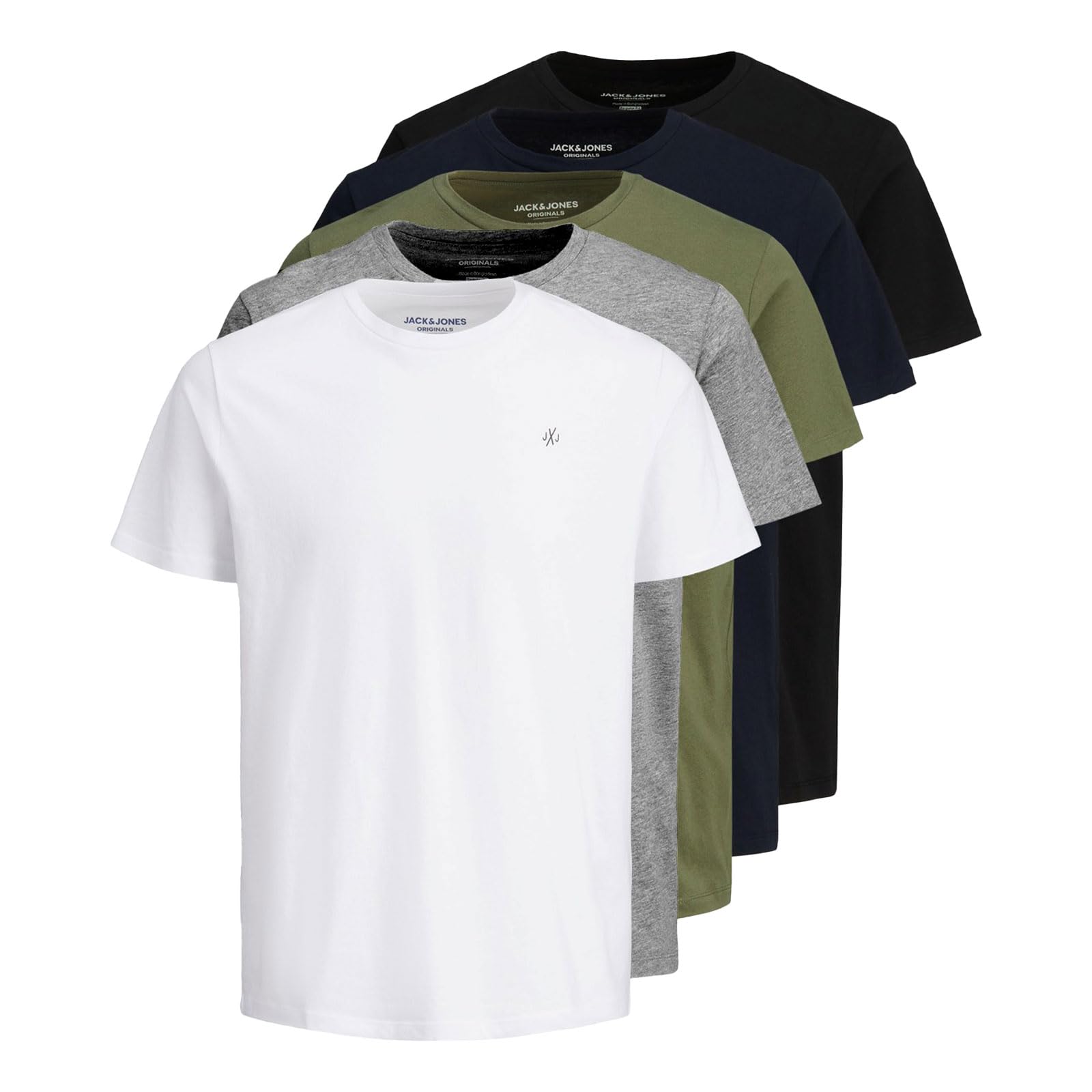 Jack & Jones Maglietta Con Logo A Girocollo, Bianco/Grigio/Nero/Verde Cf, M-image