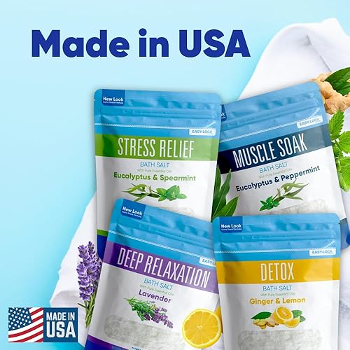 Miniatura 6 de Muestreador de sales de baño (paquete de 4 unidades de 2 libras) Surtido de baño con cuchara de bambú