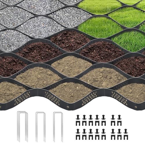 2" Thick Gravel Ground Grid 10ft x 16.4ft Gravel and Grass Grid P...