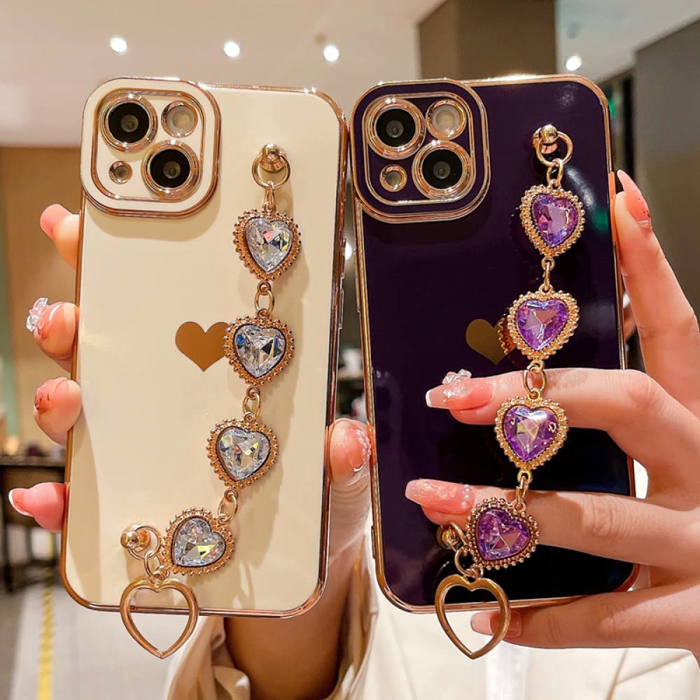 Amazon.com: Luxury Plating Diamond Bracelet Chain Phone Case for