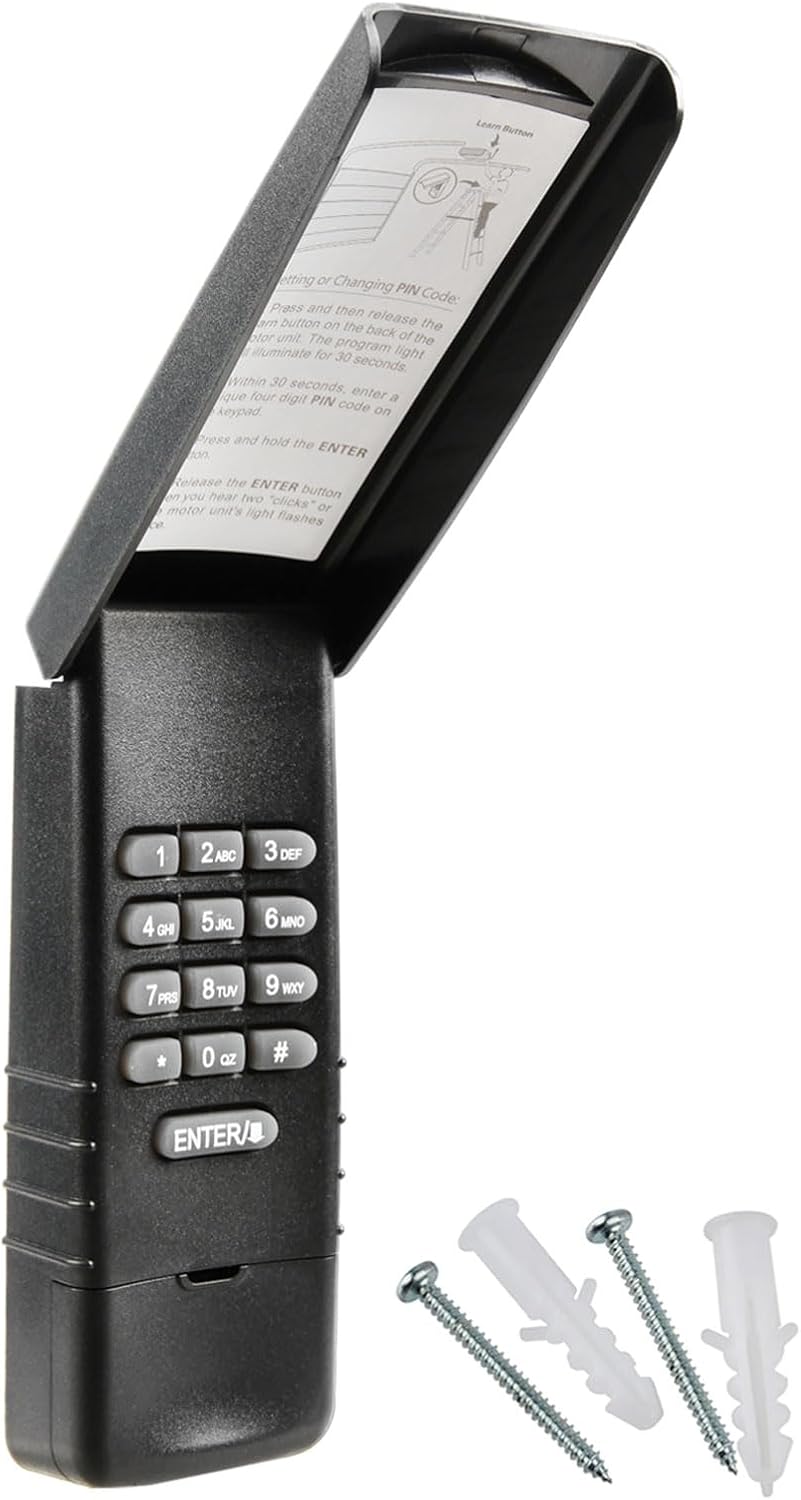 Garage Outlet Keyless Door Opener Backlit Keypad Yellow Learn Button 9V