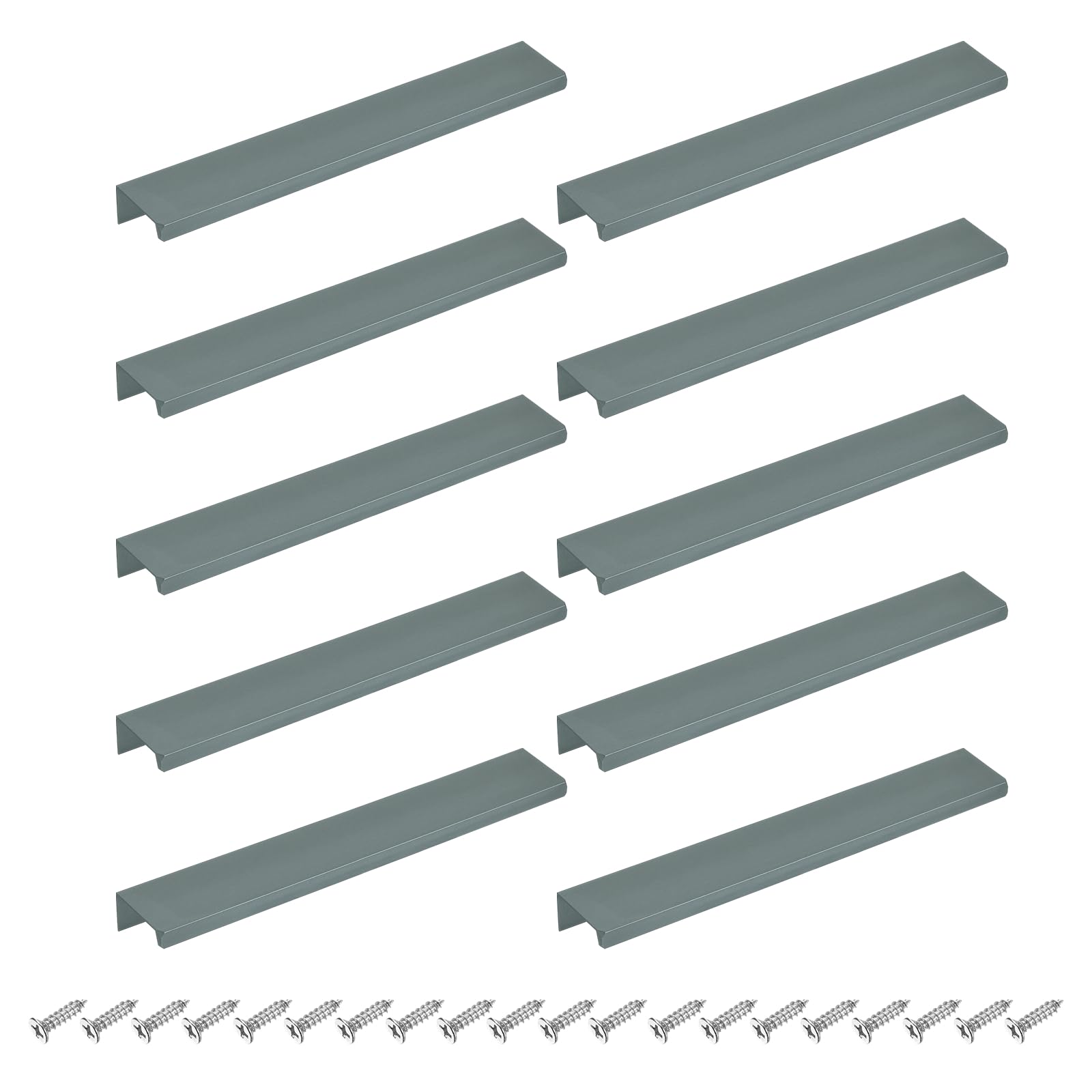 Poignées cachées en aluminium 200 mm gris pour supprimer boutons meuble