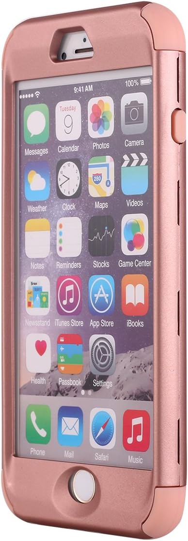 iPhone 6S Plus Case Pandawell™ Shockproof Hybrid High Impact Hard Plastic+Soft Silicon Rubber Armor Defender Case Cover for Apple iPhone 6S Plus / 6 Plus 5.5 inch - All Rose Gold