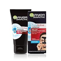 Garnier Maschera Peel-Off Pure Active Charcoal, Gel Detergente Arricchito con Carbone e Acido Salicidico, per La Zona T, Anti Imperfezioni e Punti Neri, 50ml