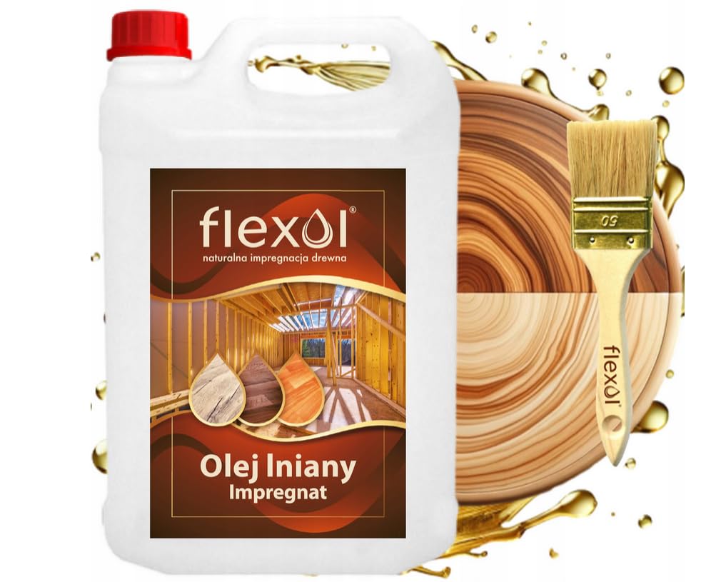 IMPREGNAT BEZBARWNY DO DREWNA 100% naturalny OLEJ lniany 4L MOCNY FLEXOL