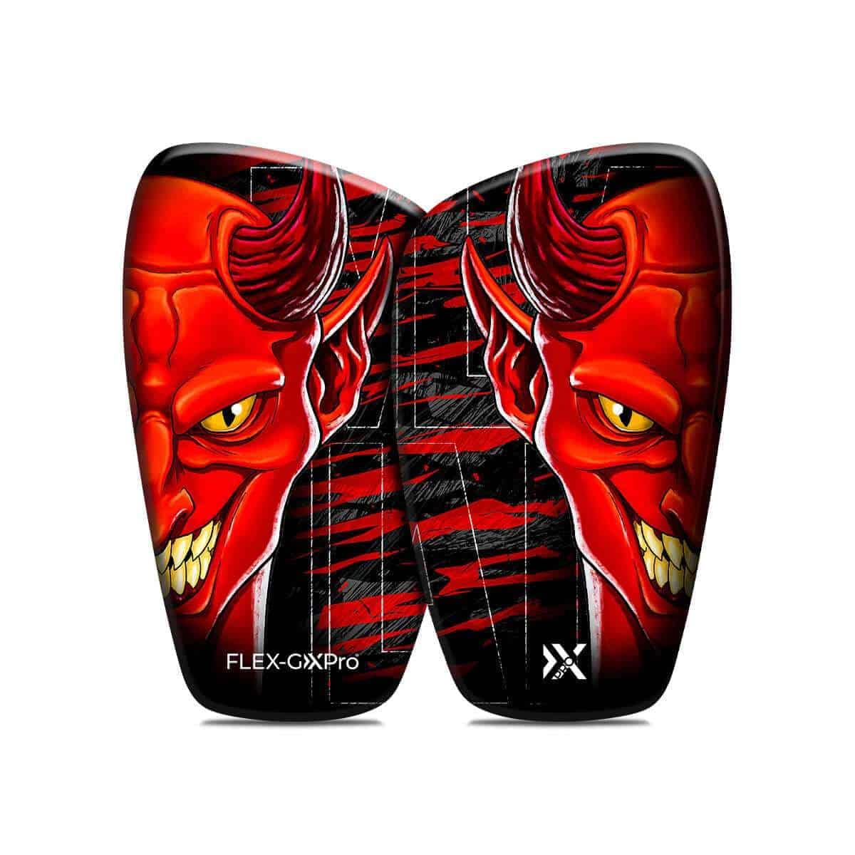 FLEX-​GXPro Parastinchi Calcio – Parastinchi Flessibili – Massima Protezione – Ultra Leggeri 55 Grammi – Unisex – Calcio – Confezione da 2 Unità - Color Diavolo - Taglia M