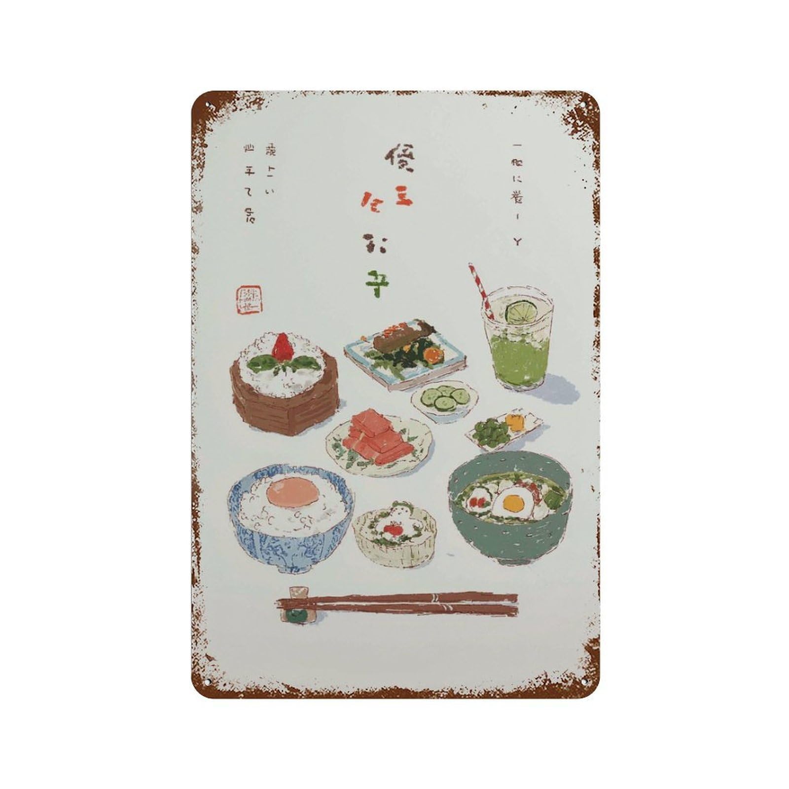 xiaoxiaoshen Japanese Breakfast Food Kawaii Sushi And Bento Cute Anime Style Kitchen Traditio Wall Decor Art Metal Tin Poster Modern Home Decor Art Home Bar Shop Decorations Vintage Sign 30x20cm