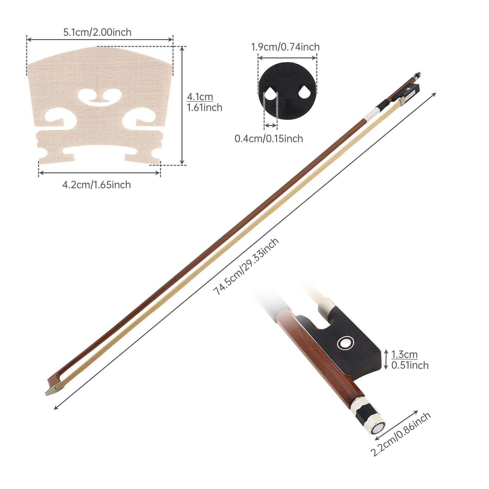 Geigenbogen Brasilholz weißes Rosshaar Ebenholz 4/4 Violine mit Hardcover Box Geige in voller Größe