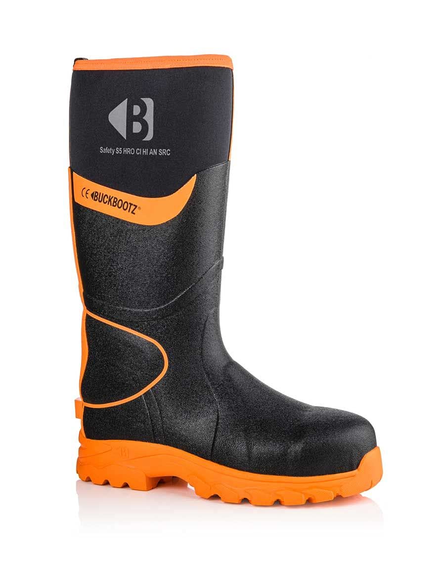 Buckler Boots BBZ8000BKOR Metal-Free Safety Neoprene Buckbootz - Black/Orange Unisex UK 5