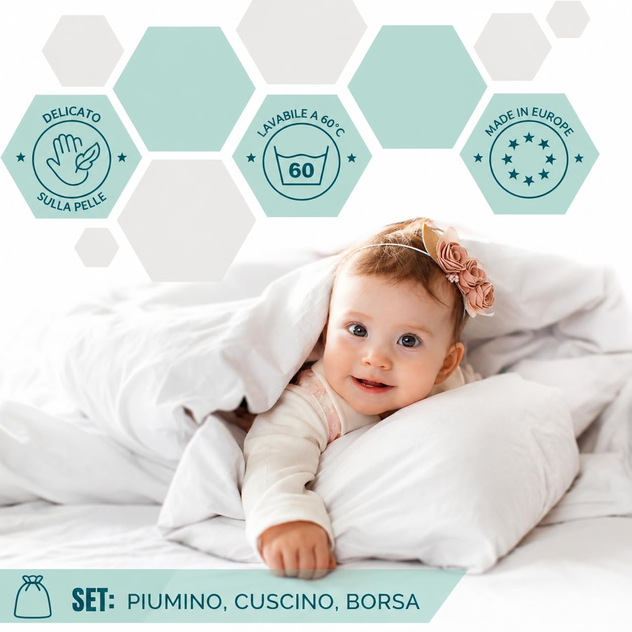 FAM' HOME set di biancheria da letto per bambini Cheeky Fox, piumone 100 x135 bambini e cuscino 40x60| Qualità certificata Oeko-tex Standard 100| Realizzato in UE|Adatto per letto 70x140cm