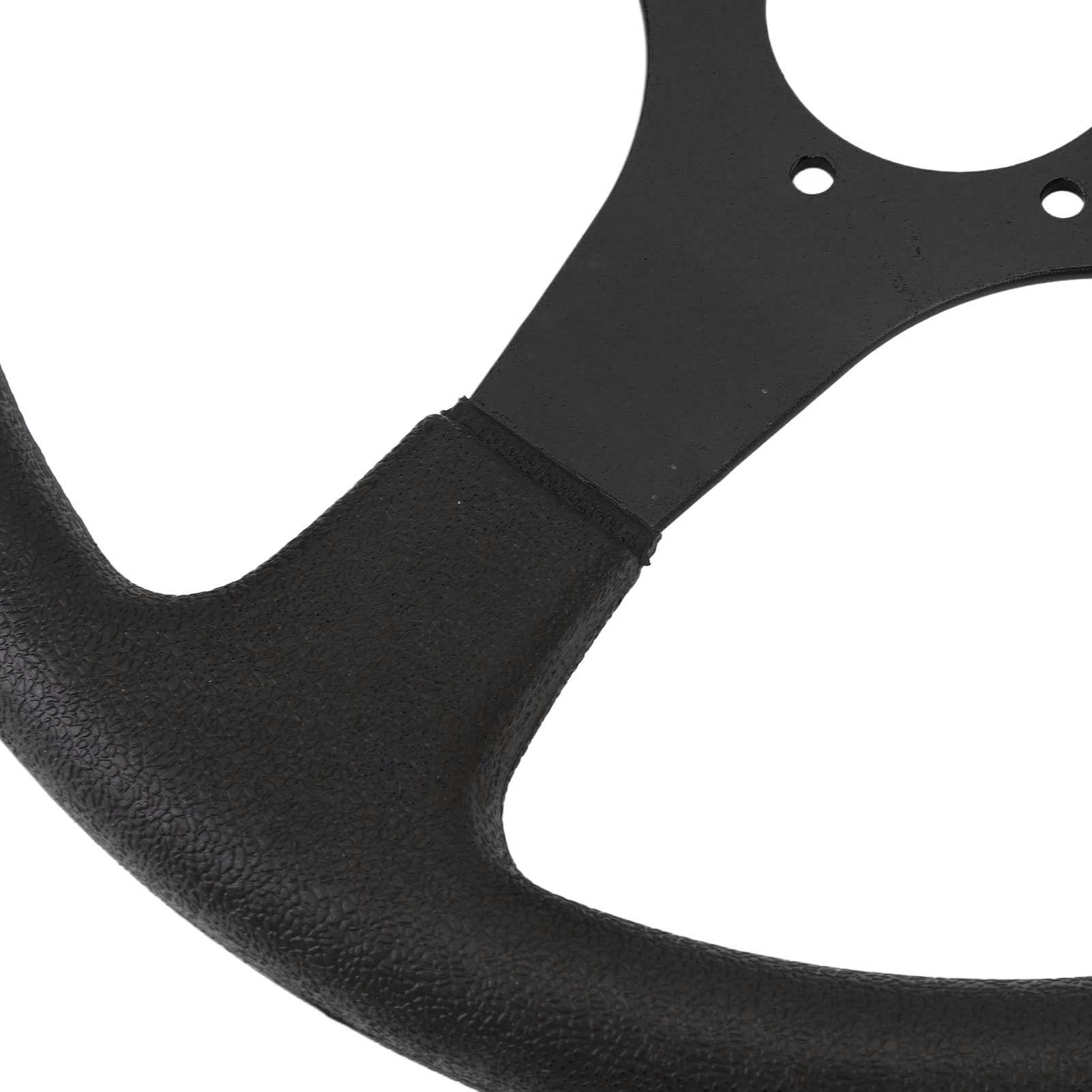Volante Sportivo Universale 14 Pollici in Pelle PU con Cornice in Alluminio, 6 Fori, Nero, per Auto Racing
