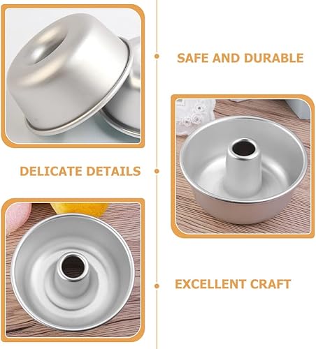 Miniatura 5 de Yardwe Molde de tubo de gasa Mini Angel Food Cake Pan, molde redondo de gasa de 6 pulgadas, molde de aluminio para hornear, moldes de pastel de ángel