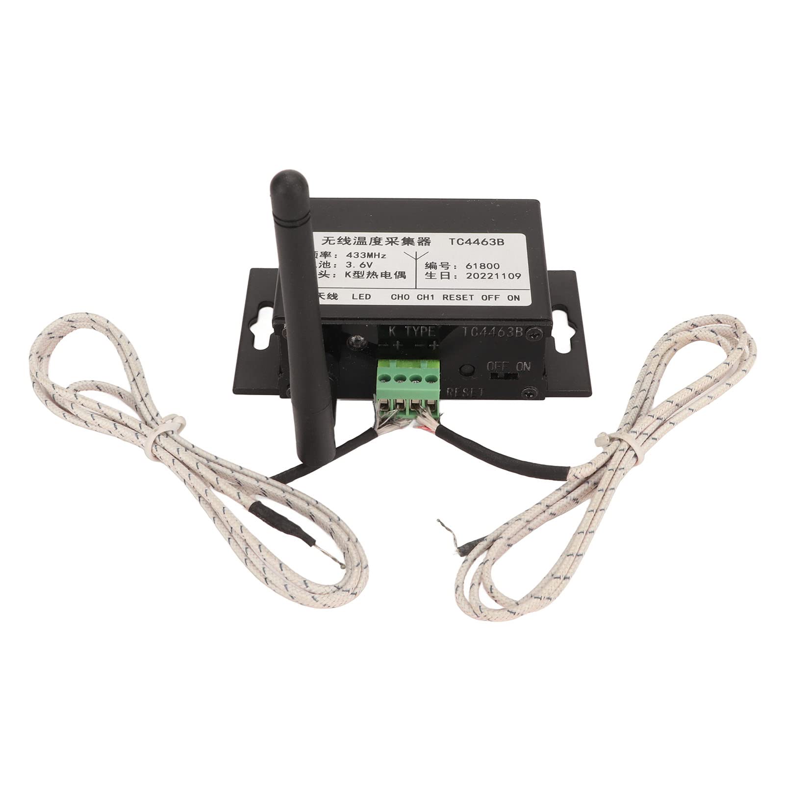 Lazmin112 Capteur de Température Fil, RF 433 MHz 200 Bdevice accepté 1200mAh Batterie IoT Thermodector pour la Transmission des Données, Fabrication de l'industrie Adaptée