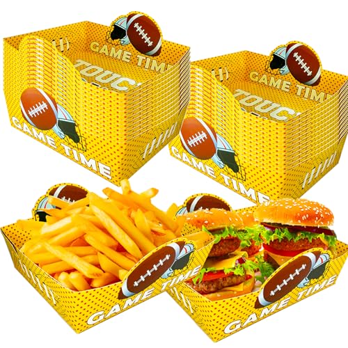 24Pcs Football Party Decorations;Large Size Paper Food Trays in My Football Era Disposable Serving Boats for Birthday Sport Game Party Favor Supplies