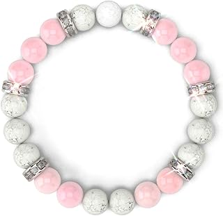 Sponsored Ad - [Healing Trust] Rose Quartz Bracelet For Women, Authentic Rose Quartz Crystal + White Howlite + White Lava ...