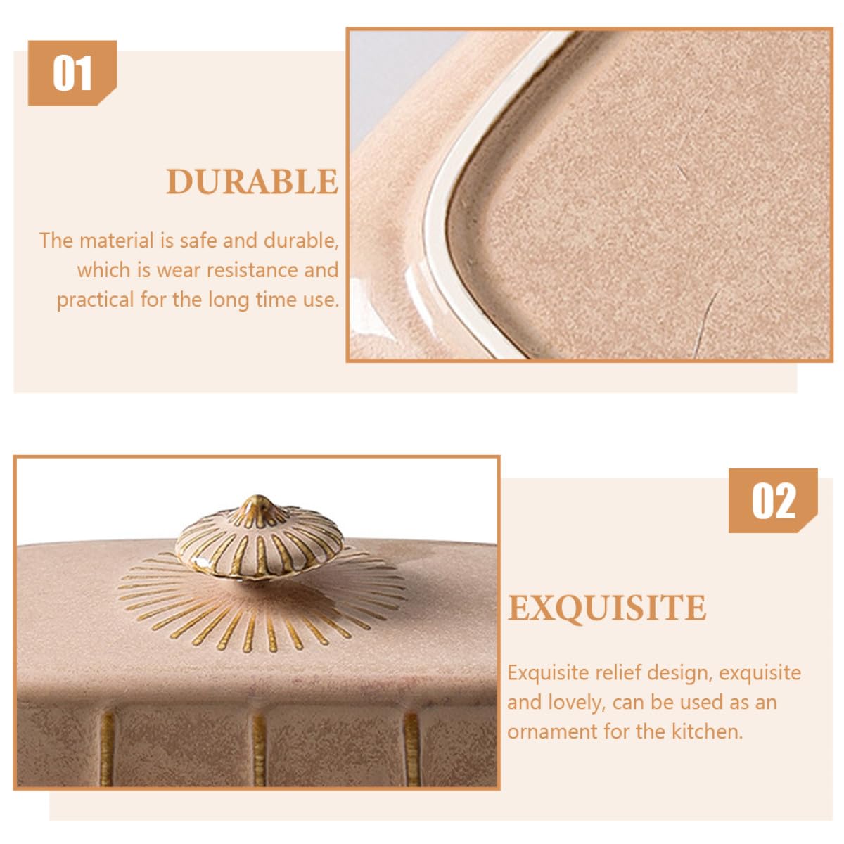 Beurrier en Céramique Rectangulaire 1 Set, pour Fromage et Aliments