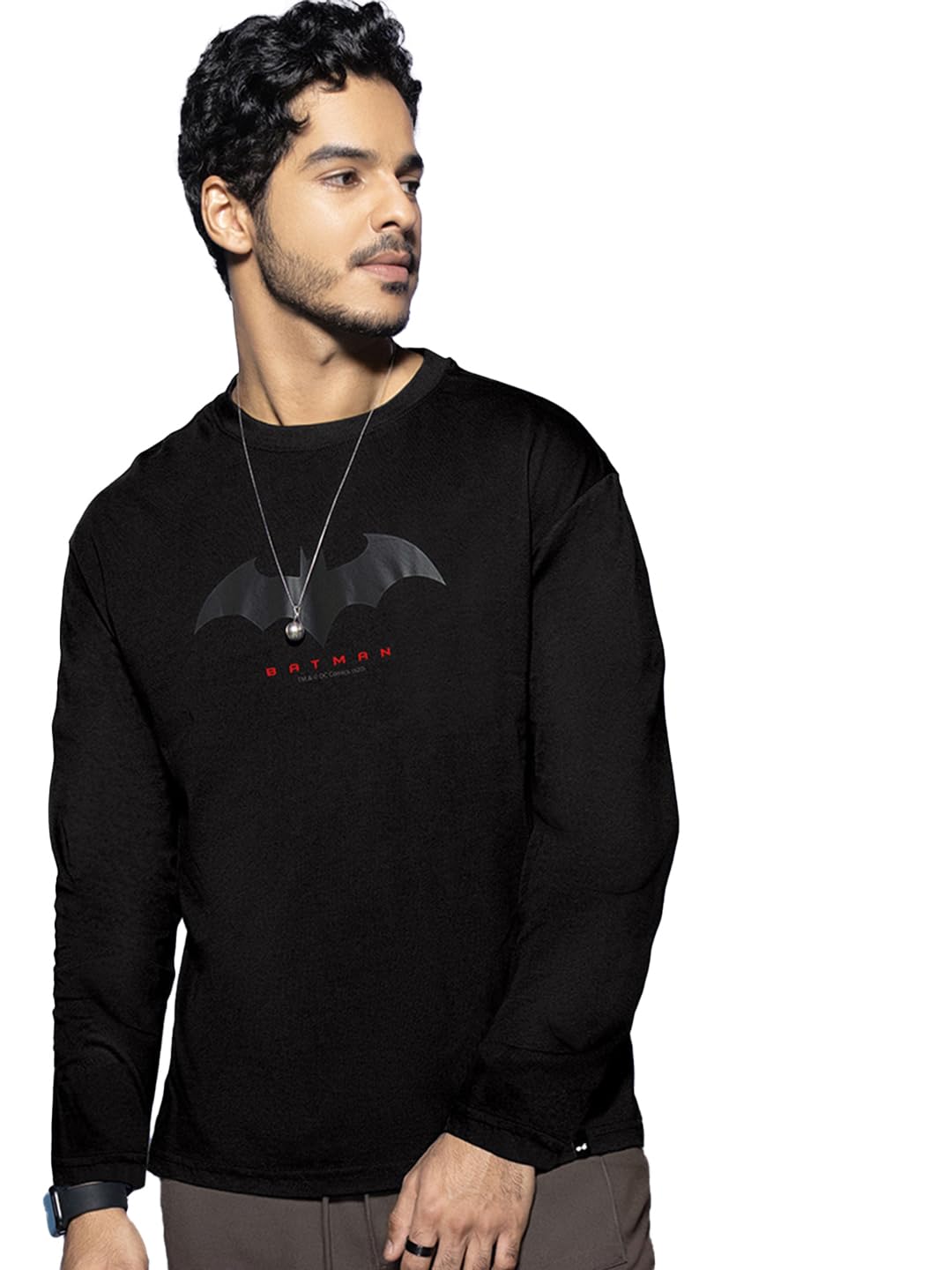 X DC Batman Men's Cotton Graphic Print Regular Fit Full Sleeve Round Neck T-Shirt | Tshirt for Man | Tshirt for Men Cotton | Tshirts for Men Stylish | Casual Wear | Street Wear
