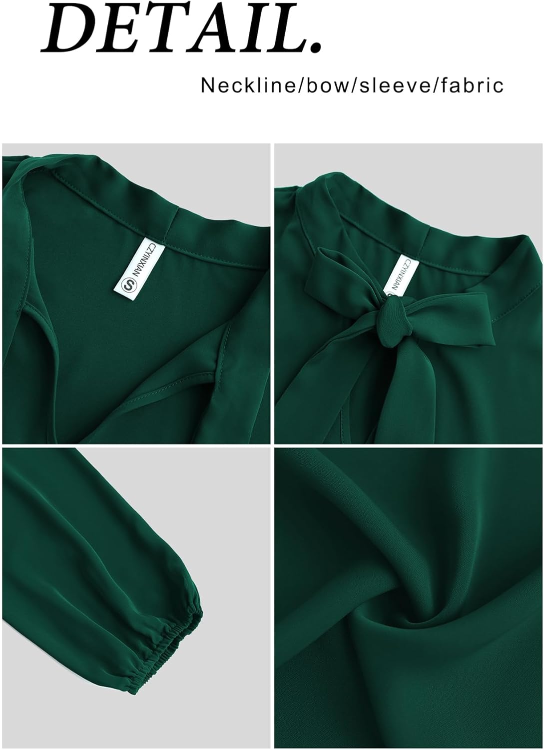 CZYINXIAN Womens Dressy Chiffon Blouse Business Work Casual Tie Neck Shirt Tops - Image 5