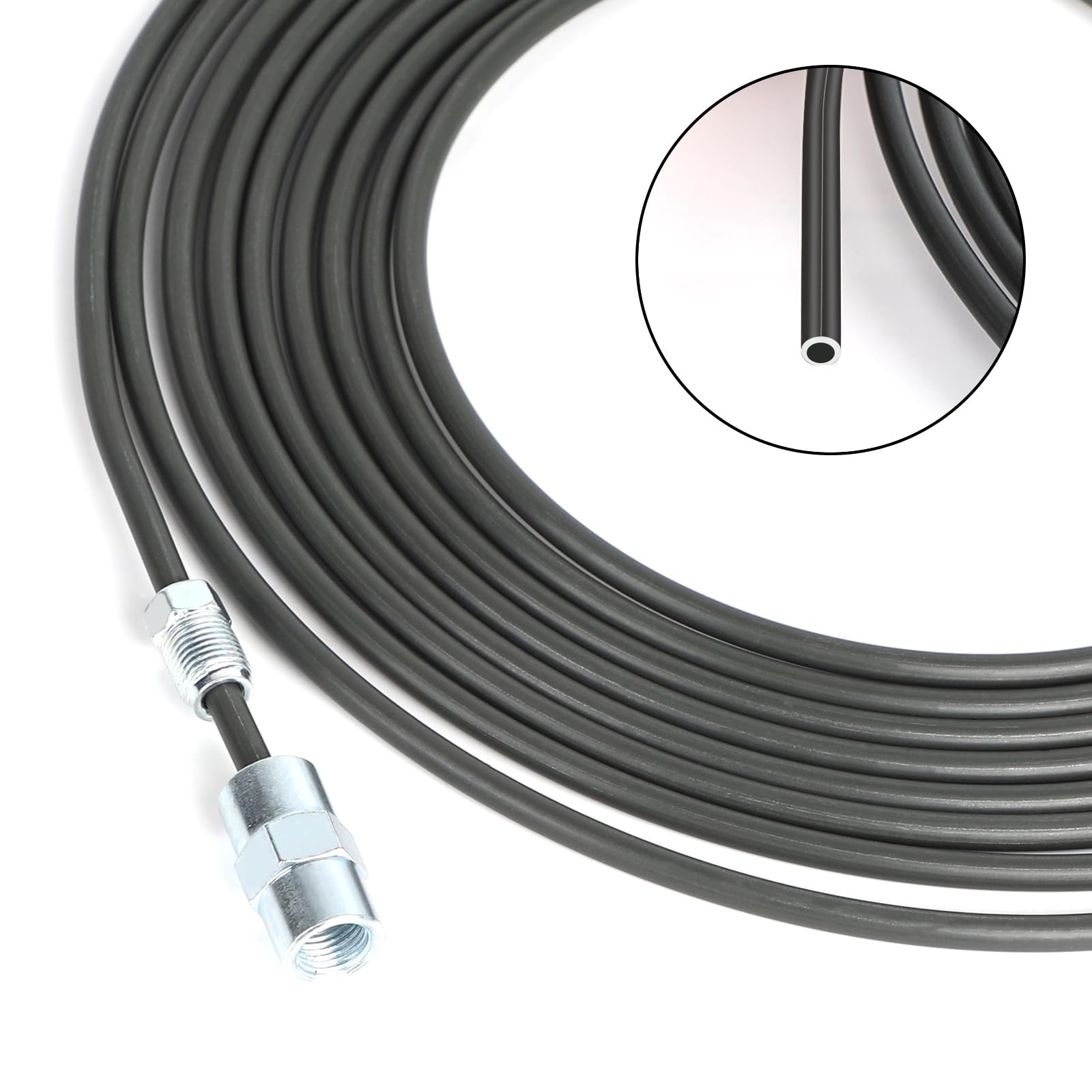 LALAGO 1 Stück Bremsleitungen, Schwarzes Bremsleitung Set 5m Ø4,75mm, mit 20 Verschraubungen und 10 Verbinder, Einbaufertige Bremsrohr, Bremsleitung Bördelgerät