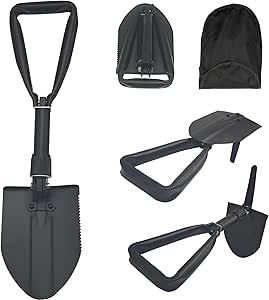 Portable Folding Shovel 18.9 in, Snow Shovel,50# High-Carbon Steel Entrenching Tool for Garden Camping Hunting Hiking,Snowmobiles Fishing Off Road,Car Emergency, Gifts for Men Survival Shovel