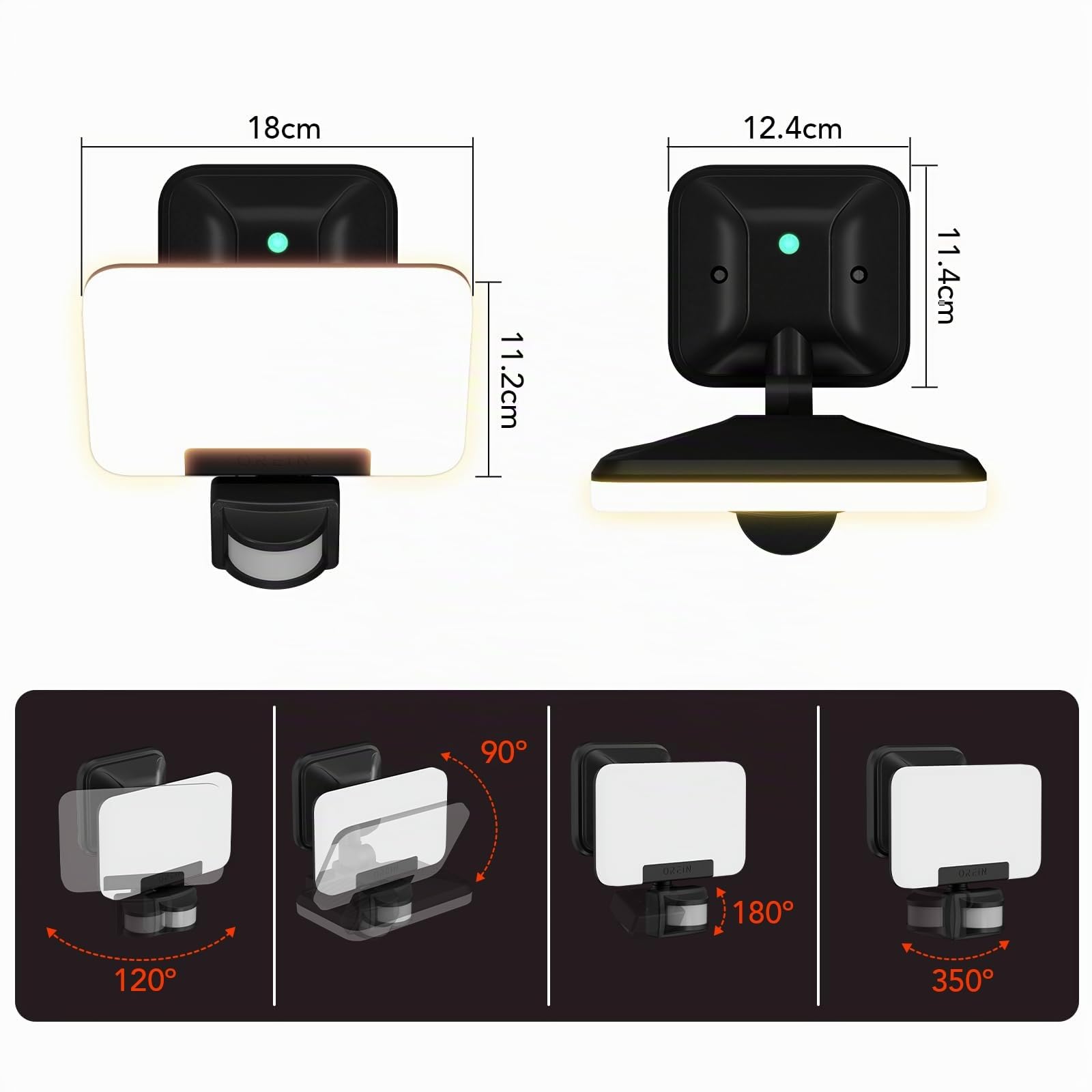OREiN Foco LED con detector de movimiento para exteriores, 2800 lm, 2700/4000/6500 K, luz blanca cálida/neutra/fría, superbrillante, con 3 modos de iluminación, IP65, resistente al agua, 3 piezass