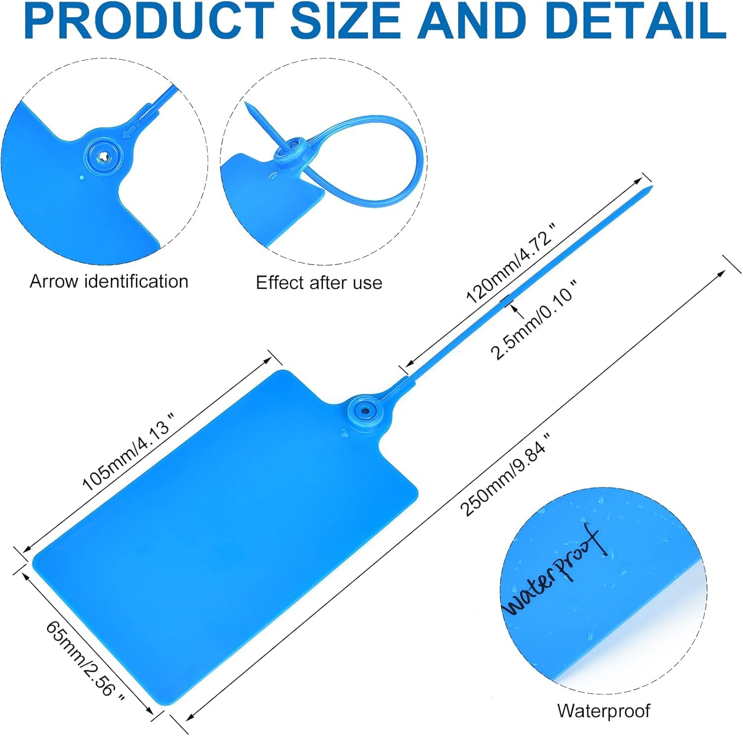 Lot de 200 étiquettes d'expédition en plastique durable avec marqueur, étiquettes autocollantes vierges étanches pour colis, logistique, inventaire, voyage (bleu, 200 pièces)