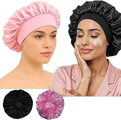 Combo com 2 Touca de Cetim com Faixa Elástica Confortável Antti Frizz para Dormir Toca de Cetim Feminina Masculina