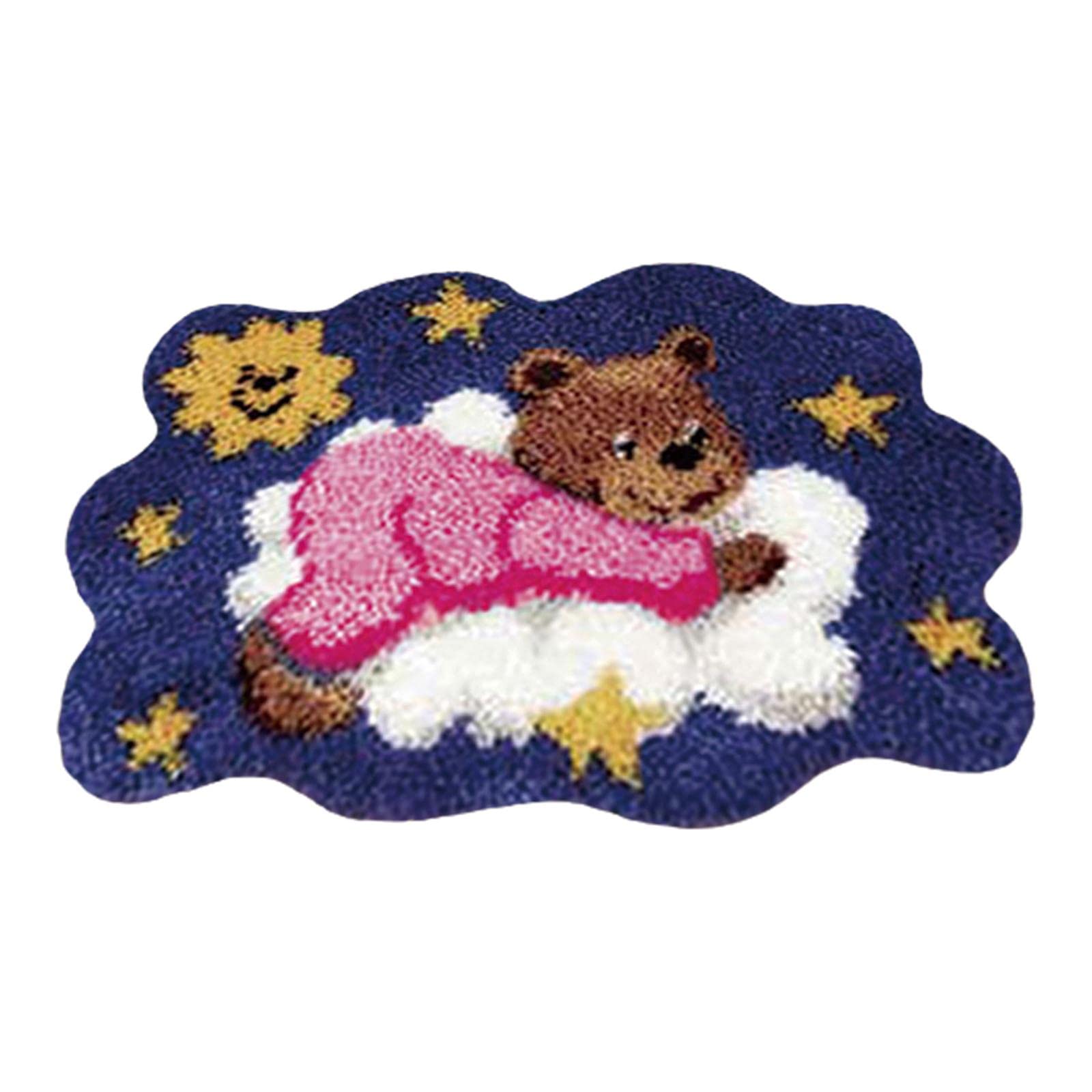 UJEAVETTE® Latch Hook Rug Kits Needlework with Preprinted Pattern Carpet Yarn Bear Pink-picture-26