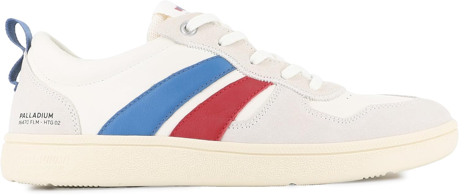 Palladium Unisex Pallacup Flame Leather Fashion Sneakers, Retro Leather Casual Walking Shoes with Gum Sole