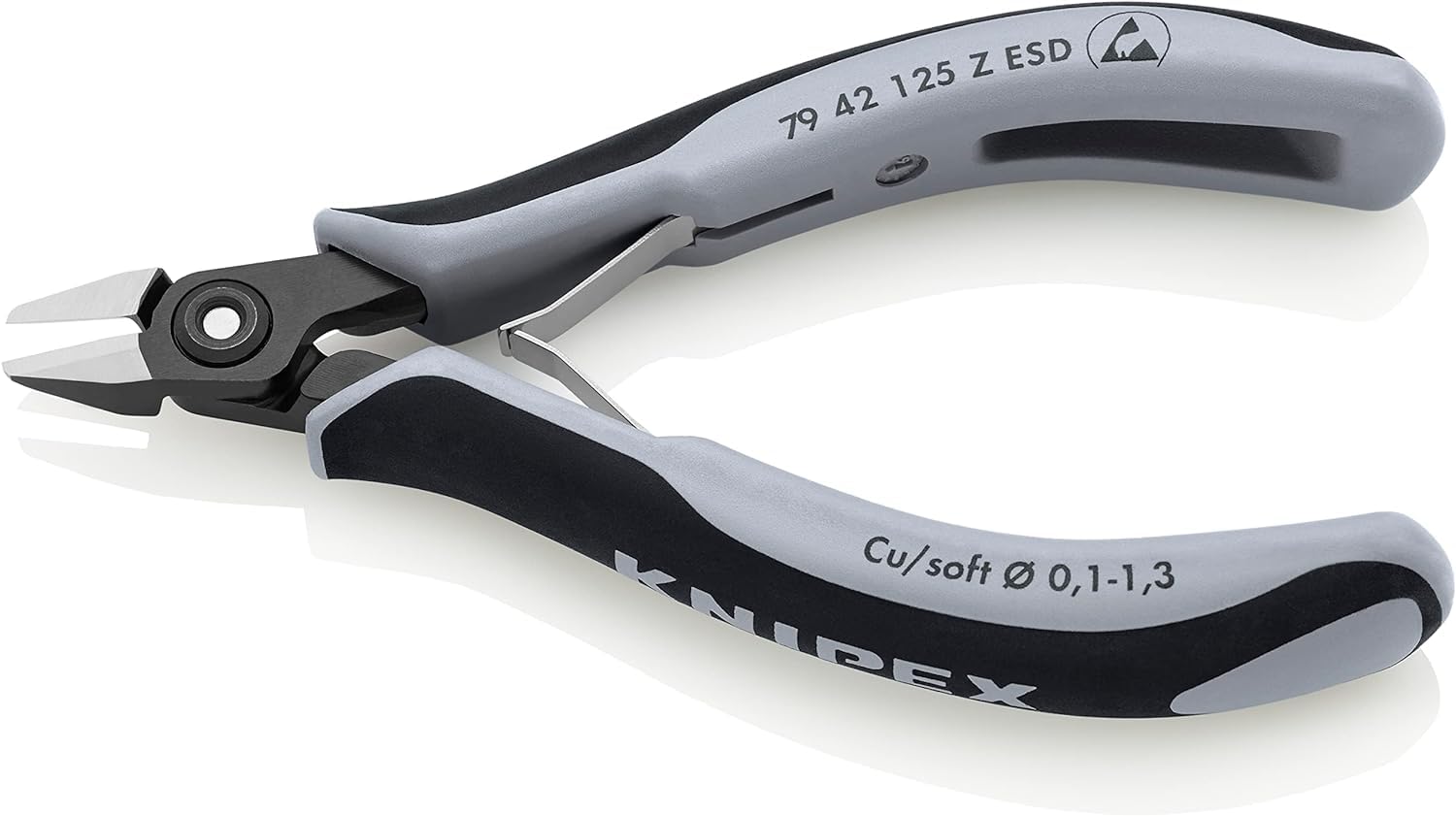 KNIPEX Alicates de precisión de corte diagonal para electrónica ESD con mangos multicomponente 125 mm, 79 42 125 Z ESD