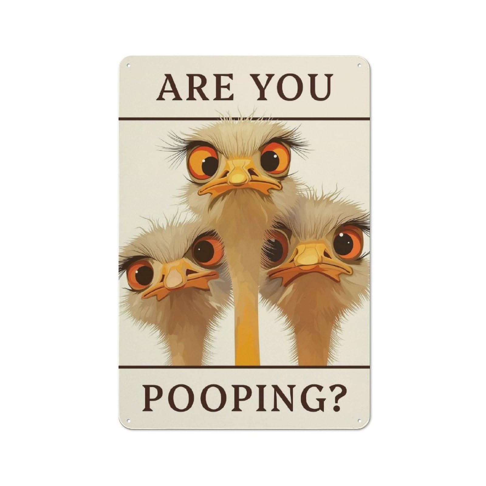 Junmoney Style-10 Are You Pooping - Ostriches, Funny Bathroom Poster Rustic Metal Wall Sign 30X20cm For Workshop Wall, Suited To Makers And Diy Enthusiasts