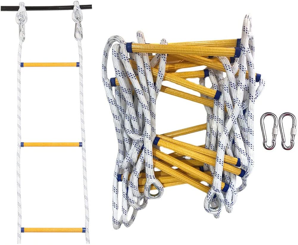 KFGISD, Rope Ladder Fireproof Ladder, Emergency Multifunctional with Hooks/20M,Rope Ladder(18M)
