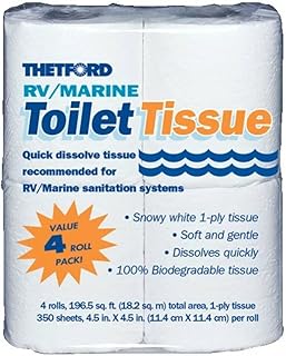 Thetford 20804 RV/Marine Toilet Tissue, Single Ply