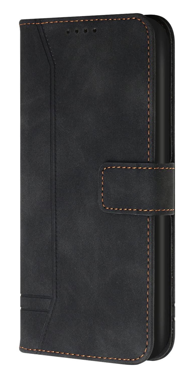 Compatible with iPhone 15 Wallet Case, Magnetic PU Leather Folio Flip Folding Cover for iPhone 15, Black