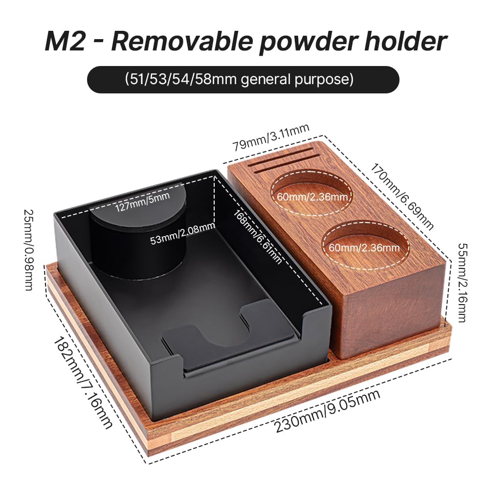 Espresso Knockbox und Tamp Station, 2 In1 Kaffeeorganisator, 23 x 18.2 cm | mit abnehmbarer Knockbox, Tamping Station für Aufbewahrung 51 mm 54 mm 58 mm Kaffeezubehör, Espresso -Zubehör, Kaffeemaschine