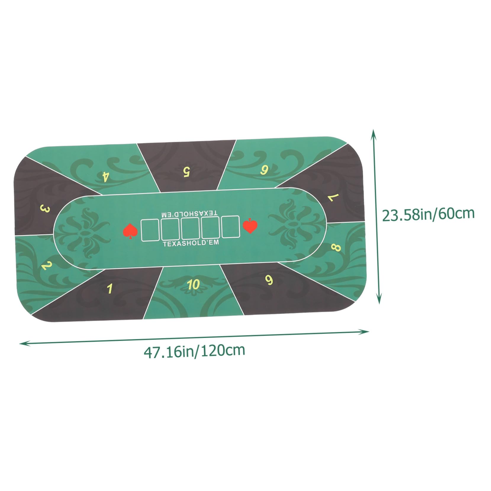 Pokermatte aus Grünem Gummi für Pokertisch mit Rechteckiger Form rutschfest und Leicht zu Transportieren für Party und Rollenspiele