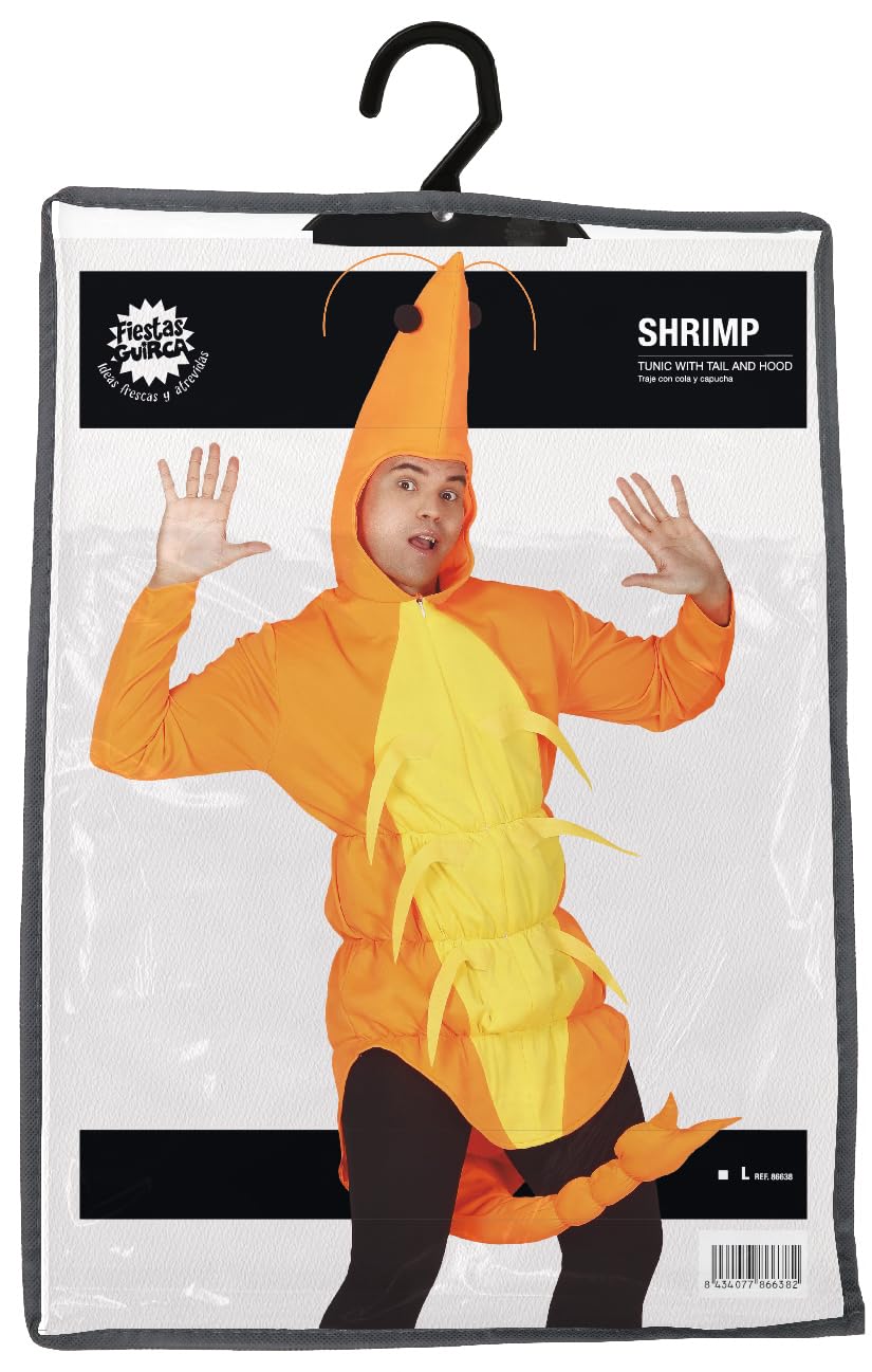 FIESTAS GUIRCA | Disfraz de Gamba para Adulto - Capucha, Cola y Túnica - Disfraces de Animales Marinos para Despedida de Soltero, Carnaval y Fiestas de Disfraces - Ideal para Hombre