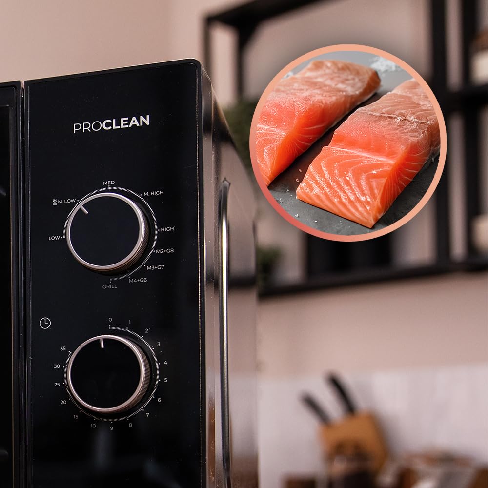 Cecotec Micro-ondes Mécanique avec Grill de 23L Proclean 4120. 800W et 1000W de Grill, Cuisson Uniforme, 8 Niveaux de Puissance, Fonction Décongélation, Minuterie 35mins, Plateau Tournant 285mm