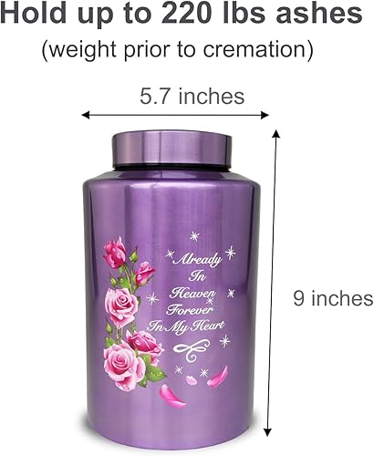 Miniatura 5 de Urnas de cremación grandes de hasta 220 libras para cenizas humanas adultas urna decorativa para cenizas masculinas femeninas con bolsa de