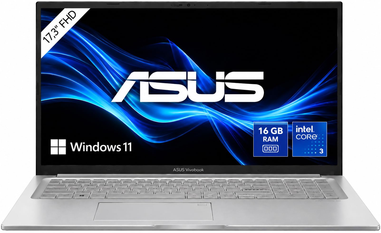 ASUS Laptop - 17,3 Zoll FHD Display - Intel Core 3 Prozessor 100U, 6 x 4.70 GHz - 16 GB DDR4 RAM - 512 GB SSD - Intel 4K Graphics - Windows 11 Pro - MS Office - #8663