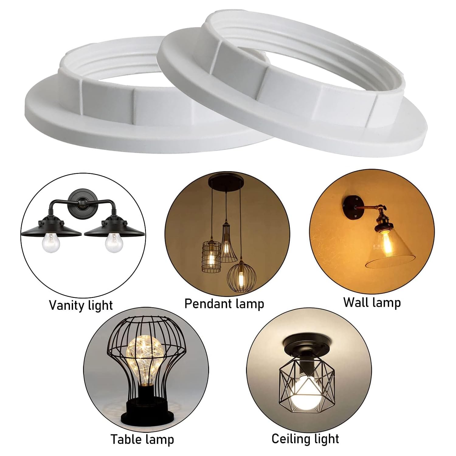 6 Stück Lampenschirm-Reduzierring E14 - Adapter Für Lampenschirme 28 Mm